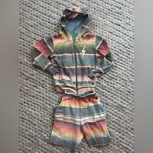 Aviator Nation Kids 6 Striped Hoodie and Shorts Set